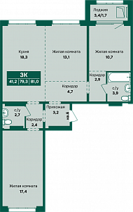 Еврочетырешка 81 кв. м