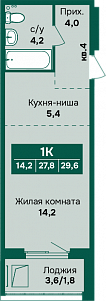 Студия 30 кв. м