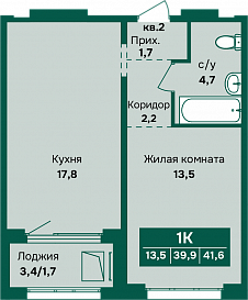 Евродвушка 42 кв. м