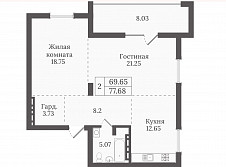 Двушка 78 кв. м