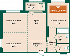 Евротрешка 60 кв. м